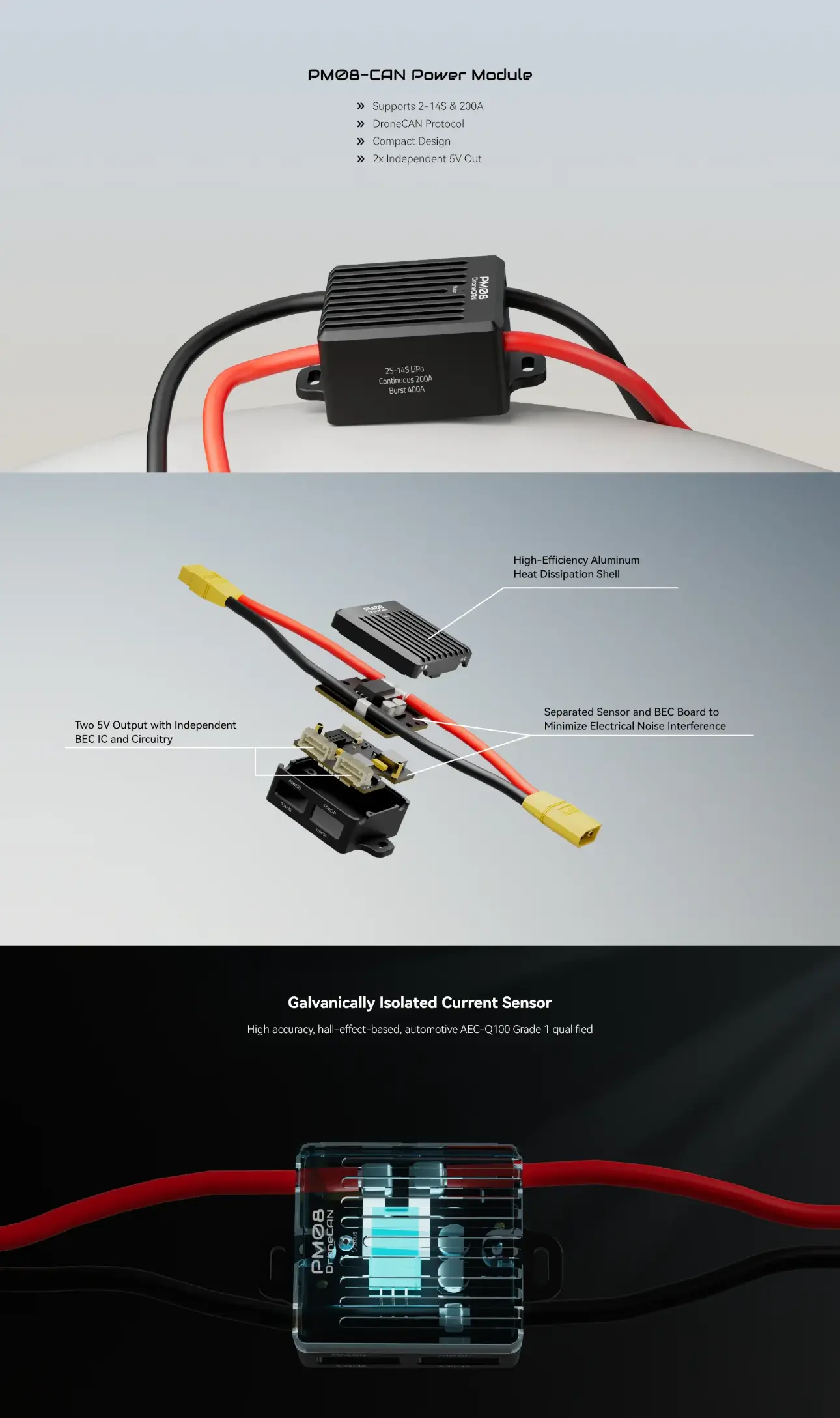 PM08-CAN-Power-Module-14S,-200A-(Tinned-Wires)