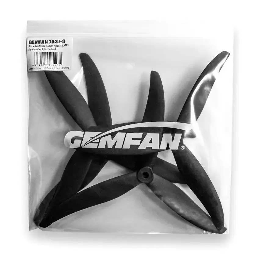 Śmigła-3-łopatowe-Gemfan-7037-Cinelifter-Carbon-Nylon-2L+2R-Czarne